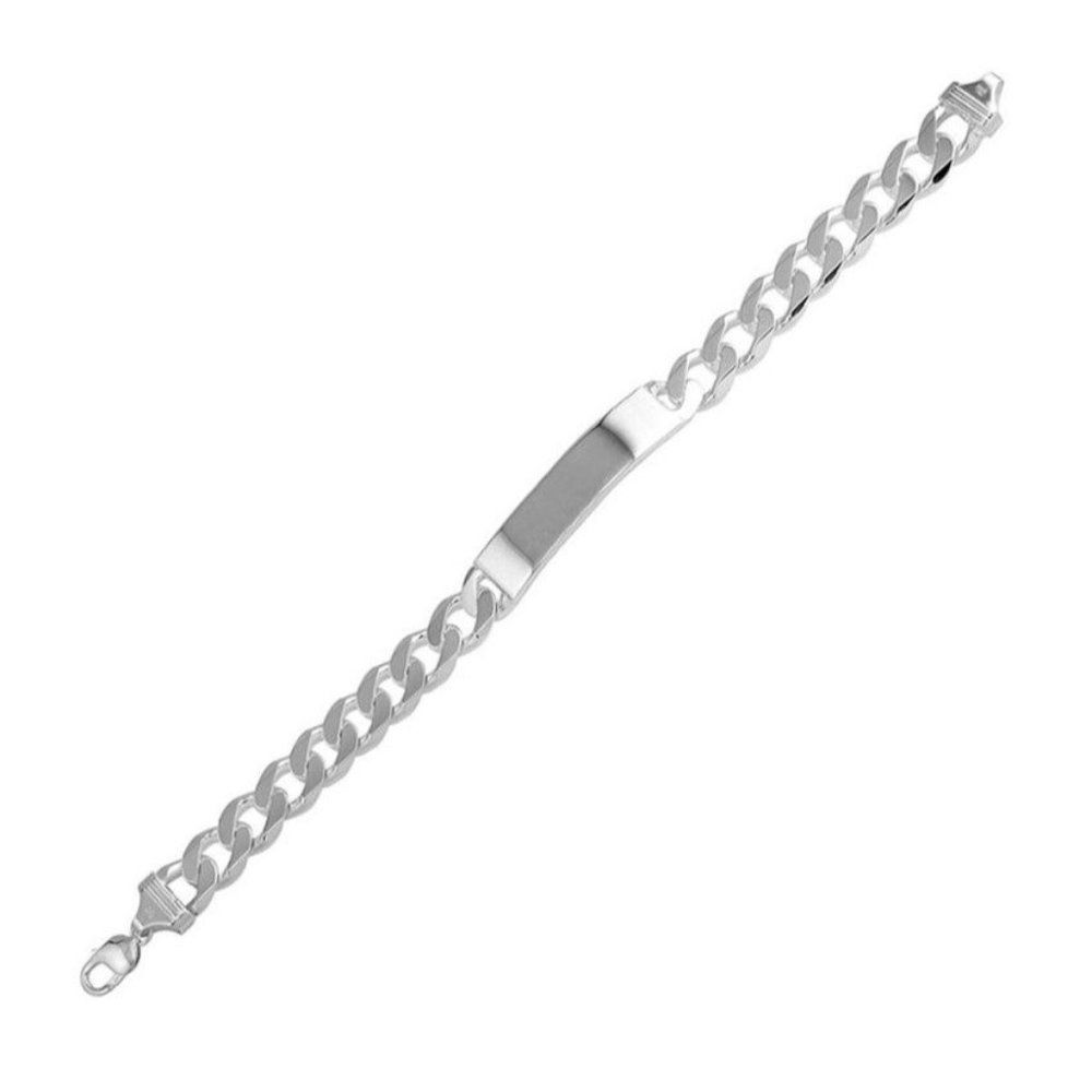 6.8MM Sterling Silver 925 Engravable ID Super Flat Curb 150 Bracelet 8"